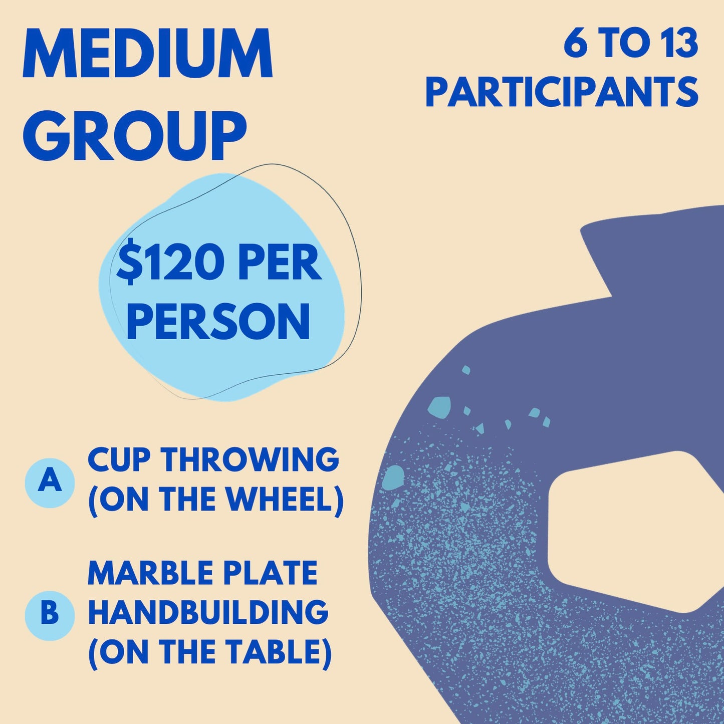 Medium Group: (a) Cup Throwing Workshop (b) Marble Plate Handbuilding Workshop